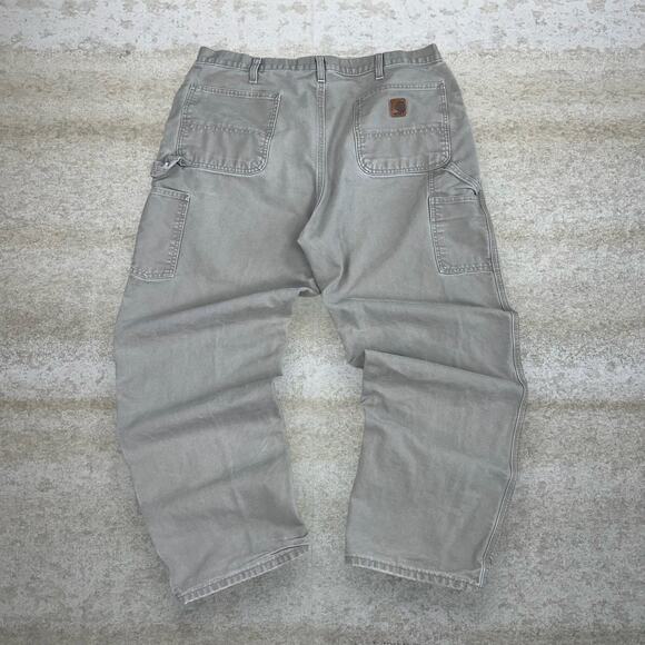 Vintage Carhartt Carpenter Pants Hazel Tan Canvas Baggy Fit Dungarees 90s - Picture 1 of 5